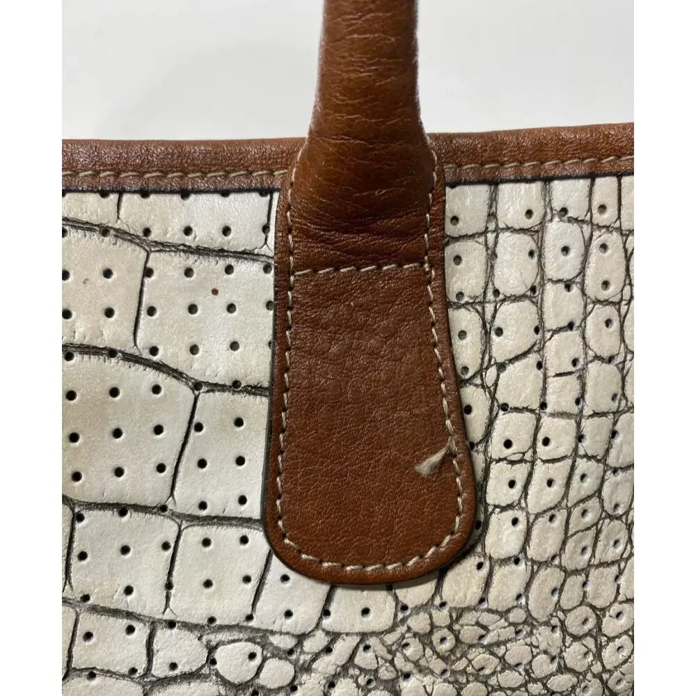CLAUDIA FIRENZE EUC XL WHITE LEATHER TOTE BAG